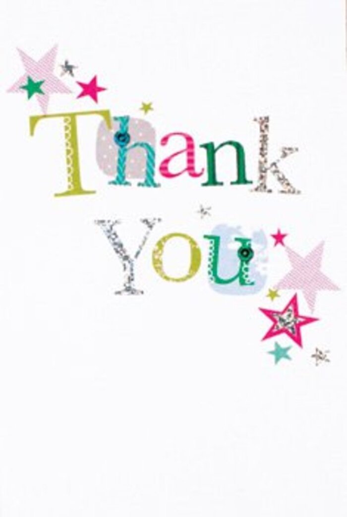 With graceful artistry and a quietly exuberant mood, this thank you card encapsulates the best of Maidenhead's blend of tradition and modernity. Each letter in 'Thank You' bursts with its own personality: some adorned with playful polka dots in bright green and lively fuchsia, others elegantly curved or dusted with subtle silver, as expressive as the flowers that blossom each spring in Ray Mill Island gardens. Delicate clusters of stars-glistening pink, deep turquoise, shimmering silver-gather near the central message, enhancing the air of heartfelt celebration. The composition feels airy and contemporary, as if set in the sun-dappled spaces of Maidenhead's riverside cafes. Against an immaculate white backdrop, every coloured accent is amplified, giving it a sense of openness and joy. This card would rest perfectly beside a fresh floral bouquet, extending warm gratitude that spans every occasion, from neighbourhood gatherings to thoughtful moments shared between friends. Its understated elegance makes it the sort of gift one might remember long after the flowers have faded.