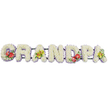 A long, horizontal sympathy tribute spells out "GRANDPA" in bold, block capitals, the letters sitting side by side in a continuous line against a bright white background. Each character is completely covered in tightly clustered white chrysanthemums, giving a plush, cushion-like appearance that looks soft and almost cloudlike, with petals gently catching the light to create a calm, soothing effect. A trim of pale lavender ribbon circles the base of every letter, offering a delicate frame of colour that enhances the outline without overpowering the purity of the white flowers. Beneath the blooms, sturdy dark green bars quietly support the structure, allowing the tribute to be displayed proudly at a funeral service in Maidenhead, placed on a coffin, or positioned at the front of a chapel. Carefully placed accent sprays bring warmth and individuality: the "G" and "D" are adorned with striking clusters of deep red anthuriums, their glossy, heart-shaped blooms and golden centres nestled among rich green foliage, adding a feeling of heartfelt devotion. The first "A" and the final "A" carry elegant sprays of yellow-green orchids, their graceful petals and fresh colour suggesting hope, cherished memories, and the continuation of family stories. The design has a serene dignity, the kind of bespoke funeral flowers a local family might choose when saying goodbye to a beloved grandfather, perhaps one who enjoyed quiet afternoons near Boulters Lock or visits into Maidenhead town centre. Every element feels considered and respectful, as though the flowers are gently spelling out love, remembrance, and thanks.